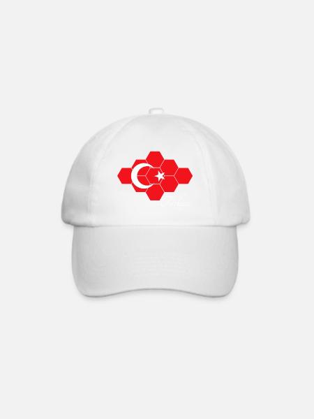 Hexagonale Türkei Flagge Kunst - Baseballkappe - Weiß/Weiß