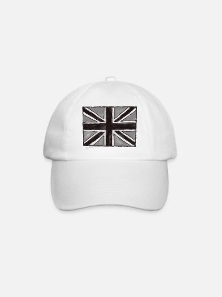 Grau Gemaltes Union Jack Kunst - Baseballkappe - Weiß/Weiß