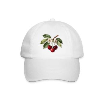 Kirsch- und botanische Blumengravur - Baseballkappe - Weiß/Weiß - Vorne