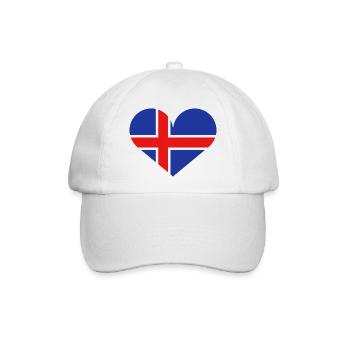 Isländische herzförmige Flagge - Baseballkappe - Weiß/Weiß - Vorne