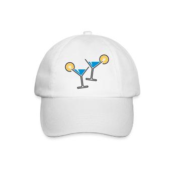 2 Cocktailgläser (Hellblau) - Baseballkappe - Weiß/Weiß - Vorne