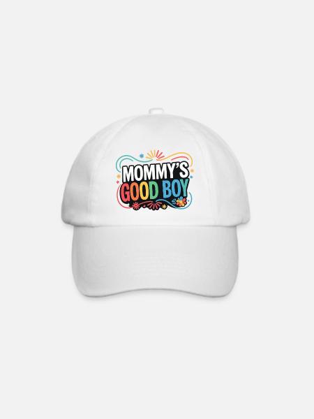 Mommy's Good Boy - Muttersöhnchen Retro Spruch - Baseballkappe - Weiß/Weiß