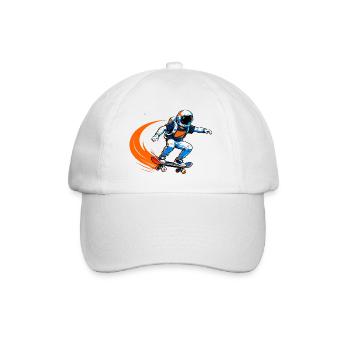 Astronaut Skateboard im Weltraum - Baseballkappe - Weiß/Weiß - Vorne