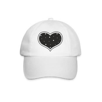 Herz gepunktet – Minimalistisches Herz Design - Baseballkappe - Weiß/Weiß - Vorne