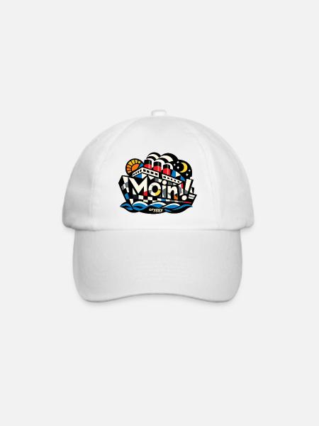 Moin! Schiff Op-Art Design Maritim oryggy - Baseballkappe - Weiß/Weiß