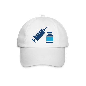 Spritze und Impfstofflinie Symbol Medizinische Injektion Ar - Baseballkappe - Weiß/Weiß - Vorne