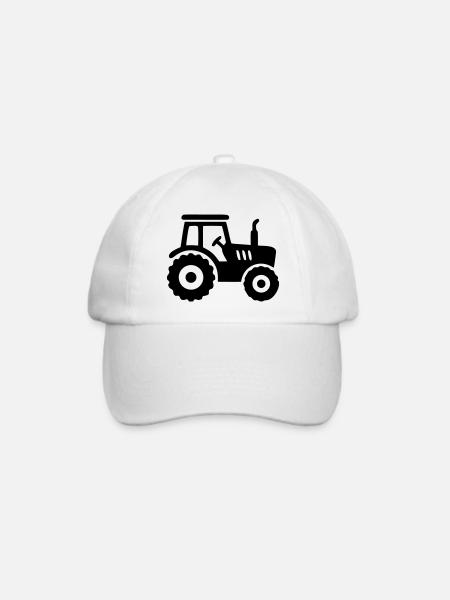 Traktor Trecker Silhouette - Baseballkappe - Weiß/Weiß