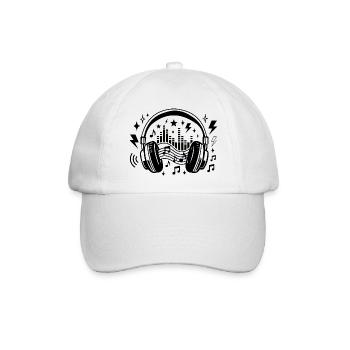 Musik-Kopfhörer Grafik Klangwelle-Musikliebhaber - Baseballkappe - Weiß/Weiß - Vorne