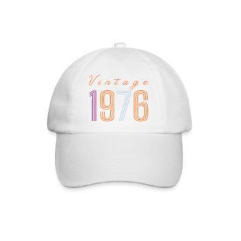 "Vintage 1976" Retro-Geburtstagsdesign - Baseballkappe - Weiß/Weiß - Vorne
