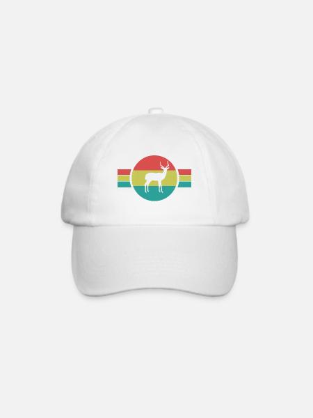 Antilope Retro Sunset – Safari Wildtier - Baseballkappe - Weiß/Weiß