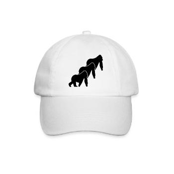 Drei Affen Silhouetten - Baseballkappe - Weiß/Weiß - Vorne