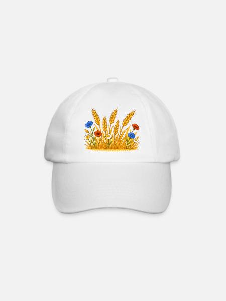 Goldenes Weizenfeld mit Wildblumen - Baseballkappe - Weiß/Weiß