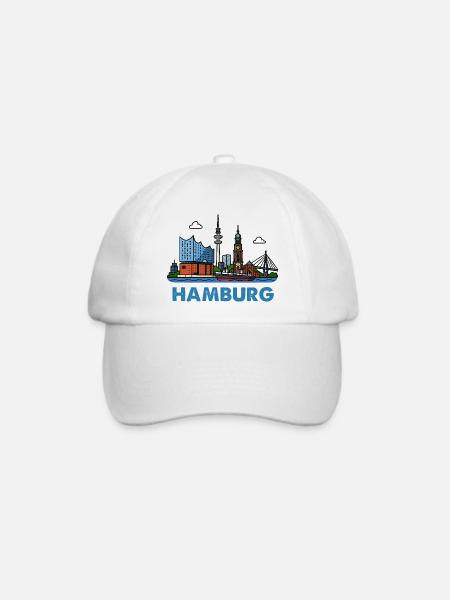 Hamburg Skyline Stadt - Baseballkappe - Weiß/Weiß