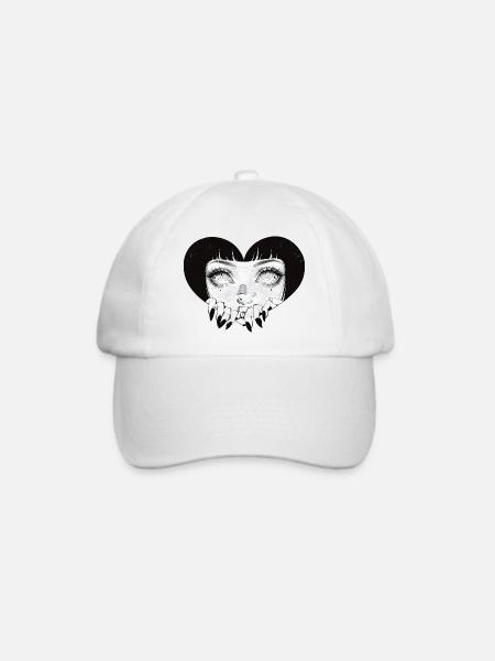 Gothic Schattenherz Manga-Style - Baseballkappe - Weiß/Weiß