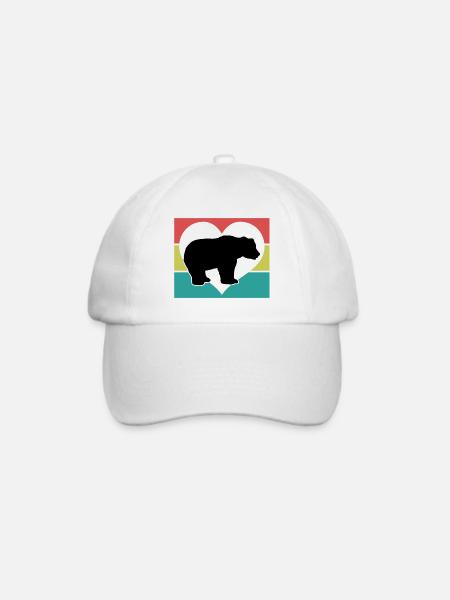 Bär Herz Retro-Style - Baseballkappe - Weiß/Weiß