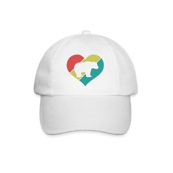 Bär Herz Retro-Style - Baseballkappe - Weiß/Weiß - Vorne