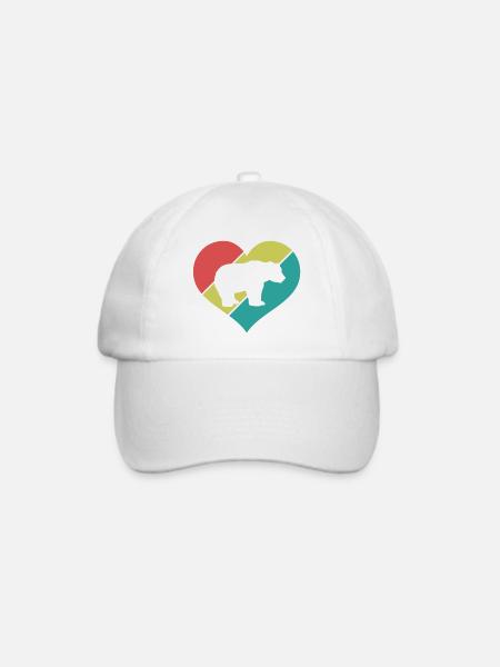 Bär Herz Retro-Style - Baseballkappe - Weiß/Weiß