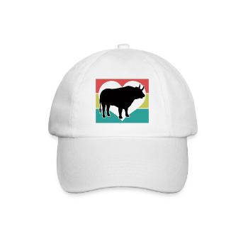 Stier Herz Retro Style - Baseballkappe - Weiß/Weiß - Vorne