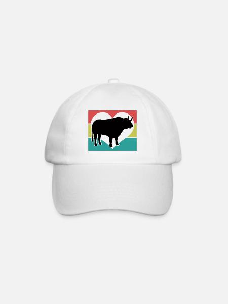 Stier Herz Retro Style - Baseballkappe - Weiß/Weiß