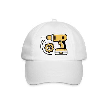 Akkuschrauber Werkzeug Icon - Baseballkappe - Weiß/Weiß - Vorne