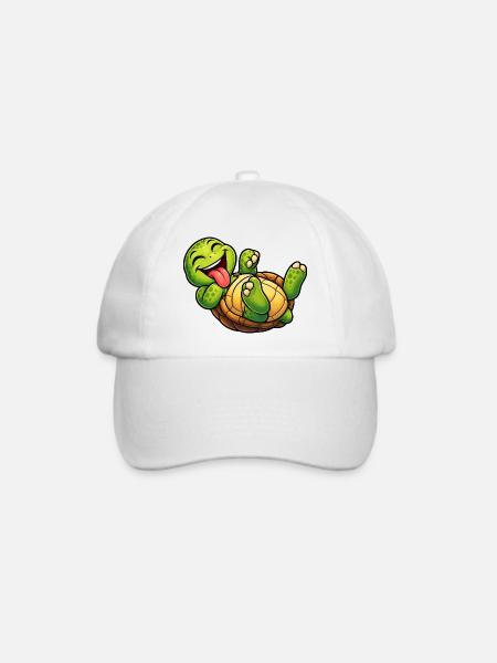 Verspielte Schildkröte - Baseballkappe - Weiß/Weiß