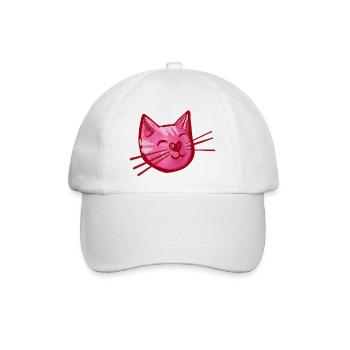 Pink Katzenherz Aquarell - Baseballkappe - Weiß/Weiß - Vorne