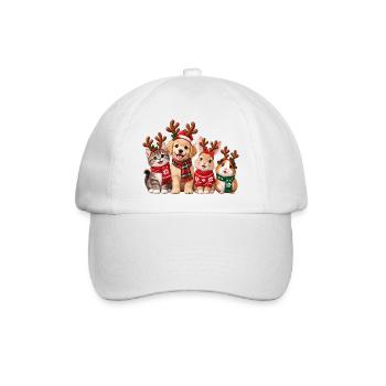Süße Weihnachtstiere mit Rentiergeweih - Baseballkappe - Weiß/Weiß - Vorne