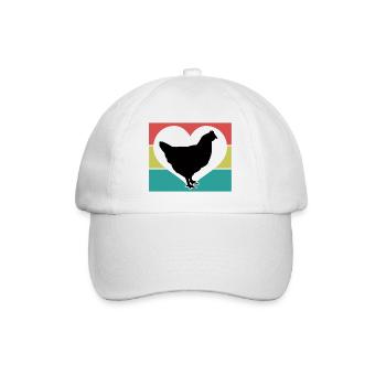 Huhn Herz Silhouette - Baseballkappe - Weiß/Weiß - Vorne