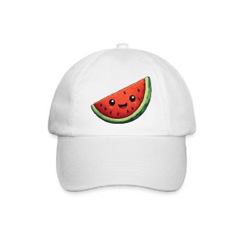 Kawaii Wassermelone Scheibe - Baseballkappe - Weiß/Weiß - Vorne