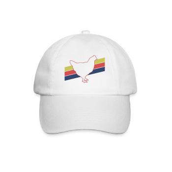 Huhn Silhouette Retro - Baseballkappe - Weiß/Weiß - Vorne
