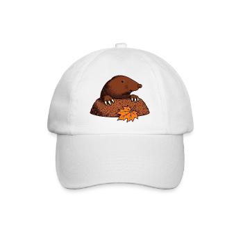Maulwurf mit Herbstblatt - Baseballkappe - Weiß/Weiß - Vorne
