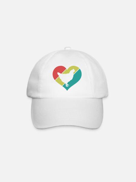 Huhn Herz Silhouette Retro - Baseballkappe - Weiß/Weiß