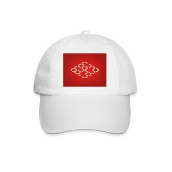 Beiges Diamanten-Raster Muster - Baseballkappe - Weiß/Weiß - Vorne