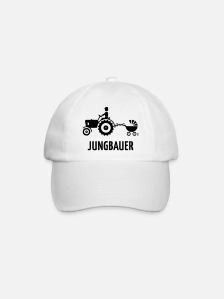Jungbauer (Bauer Trecker Kinderwagen Baby / B) - Baseballkappe - Weiß/Weiß
