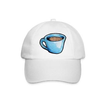 Blaue Aquarell Kaffeetasse - Baseballkappe - Weiß/Weiß - Vorne