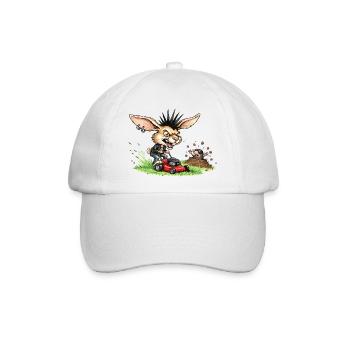 Punk Hase mit Rasenmäher gegen Maulwurf - Baseballkappe - Weiß/Weiß - Vorne