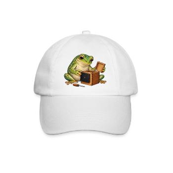 Frosch baut eine Lochkamera - Baseballkappe - Weiß/Weiß - Vorne
