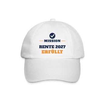 Rente 2027 – Mission erfüllt Ruhestand Geschenk - Baseballkappe - Weiß/Weiß - Vorne