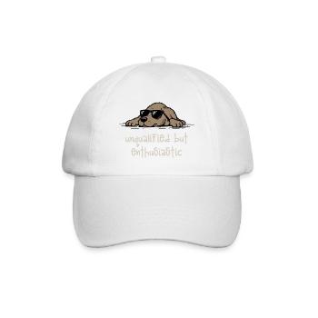 Unqualified but Enthusiastic – Lustiger Hund - Baseballkappe - Weiß/Weiß - Vorne
