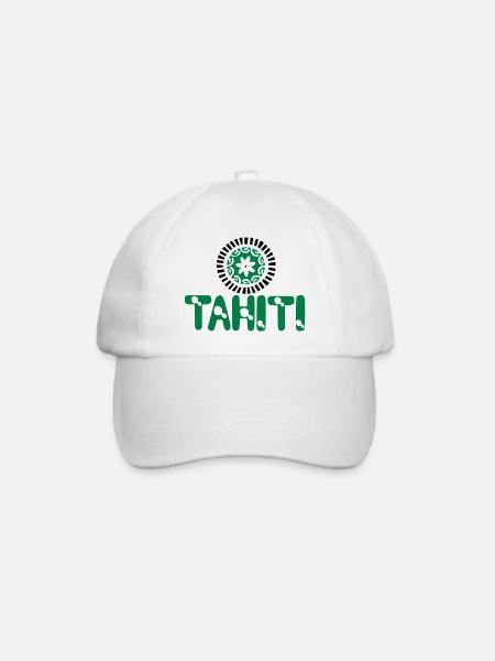 polynesische Tätowierung Tiara Tahiti Karte - Baseballkappe - Weiß/Weiß