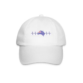 Australia, Down Under, Australien, Heartbeat - Baseballkappe - Weiß/Weiß - Vorne