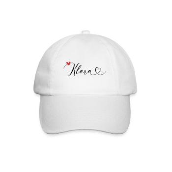 Klara Name Vorname Kalligrafieherz - Baseballkappe - Weiß/Weiß - Vorne