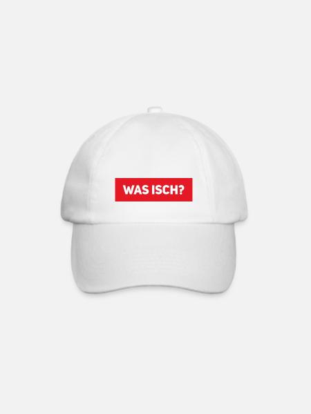 Was isch? Rot - Baseballkappe - Weiß/Weiß