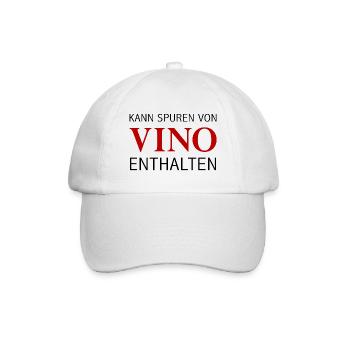 Kann Spuren Von Vino Enthalten Wein Spruch - Baseballkappe - Weiß/Weiß - Vorne