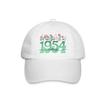 Muster Blumen 1954 Geburtstagsfeier Frau 70 Jahre - Baseballkappe - Weiß/Weiß - Vorne