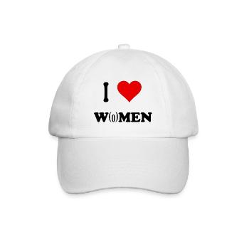 ich liebe Frauen, i love women, lustiger Spruch - Baseballkappe - Weiß/Weiß - Vorne