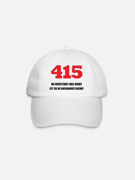 415 Busfahrer Shirt - Geschenk für Busfahrer - Baseballkappe - Weiß/Weiß