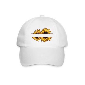 Doppelte Sonnenblumen-Split-Farbe - Baseballkappe - Weiß/Weiß - Vorne