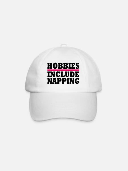 Hobbies include napping - Baseballkappe - Weiß/Weiß