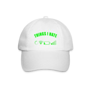 THINGS I HATE GESCHENK DIGITAL INTERNET NETZ AKKU - Baseballkappe - Weiß/Weiß - Vorne